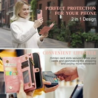iPhone PRO MA kožna odvojiva novčanik sa zatvaračem sa zatvaračem sa karticom Magnetna futrola za iPhone