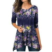 Dahyich Women Ljeto Seksi moda Ispisano Regularno V izrez Žene kratkih rukava Torp bluza Purple XL