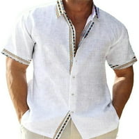 Haite Muška majica rever na vrhu kratkih rukava Summer Bluza Muška majica Dugme Down TEE bijeli XL