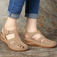 Hinvhai Womens Ljetne cipele Čišćenje Žene Ljetne modne casual Sandale Ležerne prilike ravne boje cipele u boji Bež 5