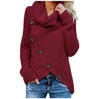 apsuyy modni prevelizirani džemperi za žene poklon - čvrsta boja kornjača pletena lagana udobnost pulover vrhova vina 2xl