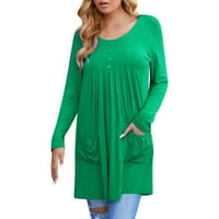 Koaiezne bluze za žene plus veličine Žene okrugli vrat Dugi rukav Dugi rukavi Torpice Solid Boolov pulover
