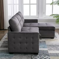Canddidliike 77 Moderni sekcijski kauč sa prostorom za spavanje, tamno siva izvlačenje kauč na razvlačenje