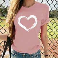 Jsaierl Womens Ljetni vrhovi labavi FIT dame kratkih rukava, majica za bluza u obliku slova srca
