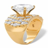 PALMBEACH nakit okrugli kubični cirkonijski široki višeredni prsten 8. TCW u 18K žutom zlatu ili platinama
