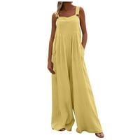 Capri pantalone za žene Gump up kombinezone casual labavih rukava bez rukava sa džepovima Žuta l