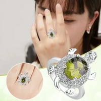 Jiyugala prstenovi za muškarce Sterling Silver kornjača prsten zelena opal prsten za kornjače nakit dugovječnost poklon