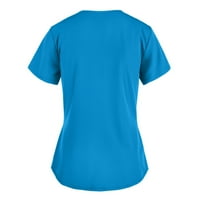 ECQKAME Ženske pilinge Top klirence Žene Kratki rukav V-izrez V-izrez Radna uniforma Pocket Bluza Blue