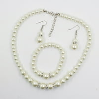 Elegantne bijele naušnice za ogrlice i narukvicu Pearl perle na minđuše lančane minđuše kostim nakita za žene