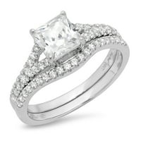 3. CT princeza Realni originalni prirodni dijamant si1-si J-k 18k bijelo angažman za vjenčanje svadbene mladenke dizajner prsten BW set veličine 3.5