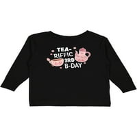 Inktastični čaj-riffic 3. rođendan sa čašicama i potporu za poklon toddler majica s dugim rukavima