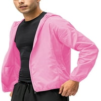Gomelly Muški kaput kaputić s kapuljačom, otporna na vjetrobransku majicu, lagana radna košulja brzo suha ružičasta 3xl