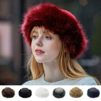 Dengjunhu Fau FO Fur pletenica topli debeli šešir, FAU krznene kape za žene zima, krznena ruska jedna veličina