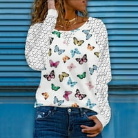 Prodaja Valentinene majice za žene Butterfly grafički tisak parovi modna dukserica majica s dugim rukavima