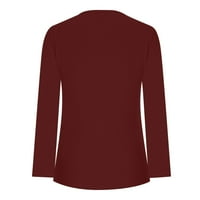 Cotonie ženske košulje Henley dugih rukava V izrez Tunnic Tors za žene Solid Color Folwy bluza za bluzu