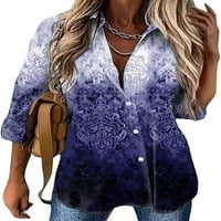 Glonme Bluza s dugim rukavima za žene Labavi pad tuničke košulje Elegant V izrez ljubičaste 3xl