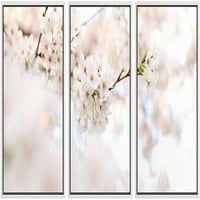 Zidni uokvireni platneni ispis zida Art Set White & Pink Cvjetanje Cherry Cvjetovi za treće priroda Fotografija Realizam Savremeni izražaj za dnevni boravak, spavaću sobu, ured - 24 x36 x3