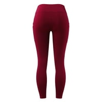 Joga hlače Ženske hlače u boji u boji ruljine povremene čvrste tanke fitness tajice tapki džep -prikovanje