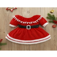 Toddler Baby Girgin Božićna odjeća Xmas Haljina dugih rukava Velvet haljine krzno šal santa šeširi