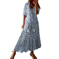 Ženska haljina s dugim rukavima V izrezana resica Bohemian Style ženke slatka ulična odjeća Trendy Comfy