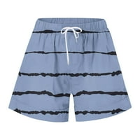 Hlače za žene Ljeto plaža prugasto otisnute ležerne kratke hlače Labavi džepovi crtane kratke hlače, plava, xl