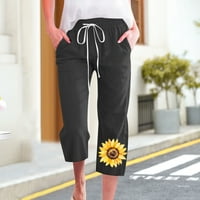 Capris hlače za žene casual ljetne pamučne pantalone široke noge