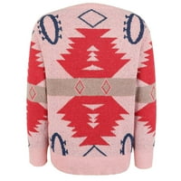 Jeseni džemperi za žene rebrasti pleteni pulover modni grafički ispis dukserica CREWNeck labavi motivi