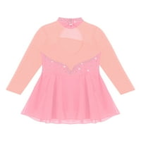 Inhzoy Girls 'Licks Haljina za klizanje Shinynes Mesh Ballet Dance Leotard haljina ružičasta 4