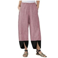 Haljine hlače za žene ženske pamučne posteljine čvrste patchwork neregularne labave pantalone casual pantalone Fagarn