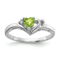 Čvrsta 14k bijelo zlato srce peridot zeleni kolovoz dragulja Diamond Angažmane prstene