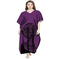 Ženski afrički print Poliester Kaftan Maxi haljina Ljetna plaža Caftan ljubičasta