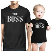 Pravi šef crnih podudaranja grafičkih majica za tatu i dječjeg dječaka