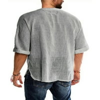 Beiwei Muške fitness šuplje ljetne košulje Solidna boja Basic bluza V izrez majica