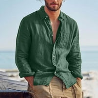 Košulje za fragarne za muškarce Muška modna casual dugih rukava pamučna posteljina od pune boje majica TOP bluza