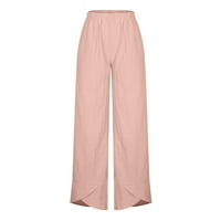Ljetne pantalone za žene Čvrsto boje labavi fit capris hlače elastični struk plus veličine ženske pamučne