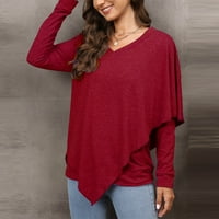 Ženske bluze s dugim rukavima Ženska modna casual Solid Color Lad lap na rame Nepralarna majica Dugi