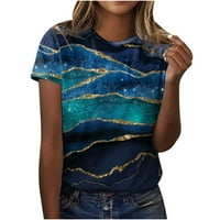 Ženski vrhovi Grafički tees kratki rukav okrugli vrat T majica Bluza Summer Plus veličine vrhova plava s