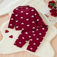 Bagilaanoe Baby Girl Božićni pidžami Set Toddler Satin Srce Dugih rukava i hlače 3T 4T 5T Dječja pad salona za spavanje