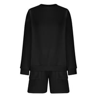 Žene Outfits Loose Sweatsuits Modna dukserija i kratke hlače Set Lounge Nosite jogger TrackSit set crna