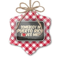 Božićni ukras Neko u Puerto Rico voli me, Carribbean Red Plaid Neonblond