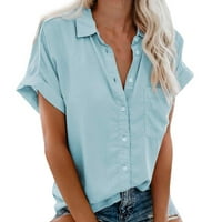 Ženske košulje s kratkim rukavima, pune boje, ljetne casual t majice Labave bluze za poslovne uredske