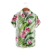 Flamingos i cvijeće Plaža Print Majica Muškarci kratkih rukava Muška havajska majica Top Beach odjeća