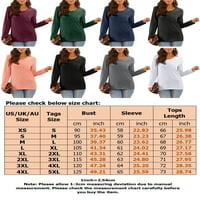 Voguele Women majica Solid Color Tee dugi rukav majica Jesen Tunic Bluse Casual Pulover Black XL