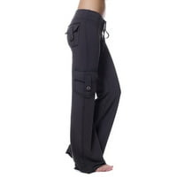 Inleife Jesen Žene vježbanje tajice Stretch tipka za struk Pocket Yoga teretana Loose duge hlače