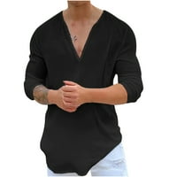 Uorcsa Street Trend Ležerne modne pamučne mješavine Pulover Solid Mens majica crna