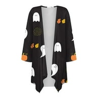 Bazyrey Halloween ženski kardiganshalloween print nepravilni kardigan s tri četvrtine s džepnom jaknom