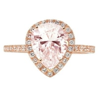 2. CT sjajan krug Clear Clear Simulirani dijamant 18k ružičasta zlato halo pasijans sa accentima prsten sz 8.25