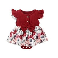 B91XZ Girl odijelo Ljetne haljine Djevojke cvjetne baby pamučne rodske bodysuit Bow Girls ROMper & kombinezon