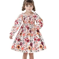 Ljetne haljine za djevojčice Toddler s dugim rukavima cvjetni otisci princeze haljina ples party haljine za 5-godinu