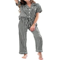 SprifAllBaby Women Pidžama Set Striped Dugme za zatvaranje kratkih rukava sa pantalonama Salavna sala